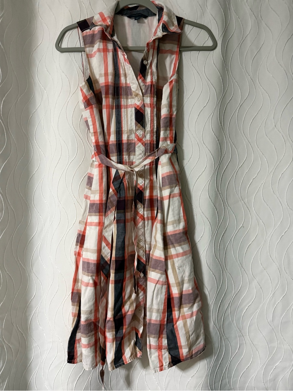 Tommy Hilfiger Sleeveless Plaid Button Dress